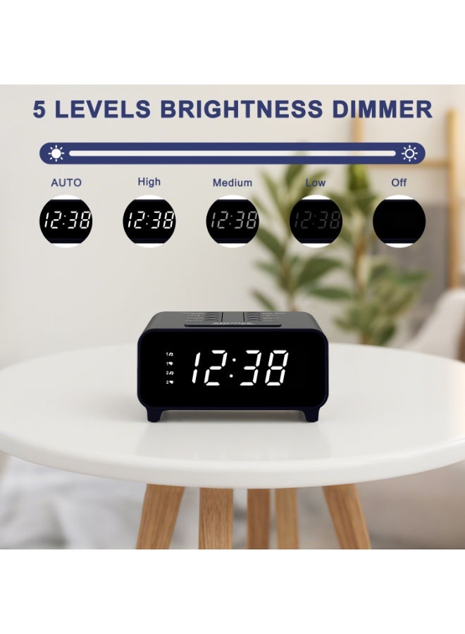 آي توما راديو الساعة مع راديو AM / FM ، إنذارات مزدوجة ، Snooze ، إعدادات ذاكرة مسبقة ، Dimmer ، موقت النوم ، 12 / 24 ساعة ، ساعة رقمية مع التحكم في الصوت ، ضوء الليل وشاشة LED بيضاء ساعة المنبه لغرفة النوم - Image 5